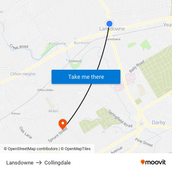 Lansdowne to Collingdale map