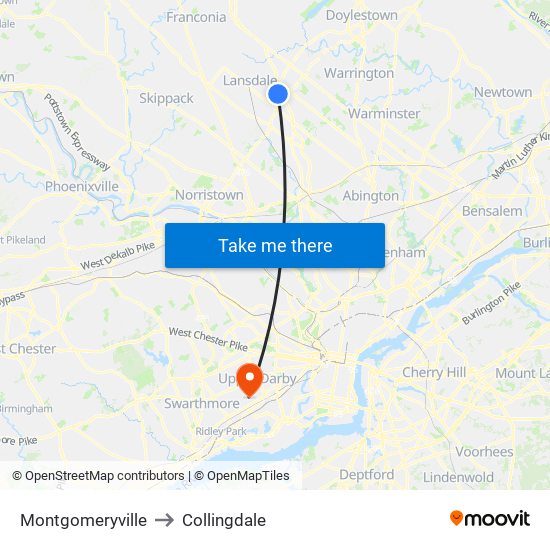 Montgomeryville to Collingdale map