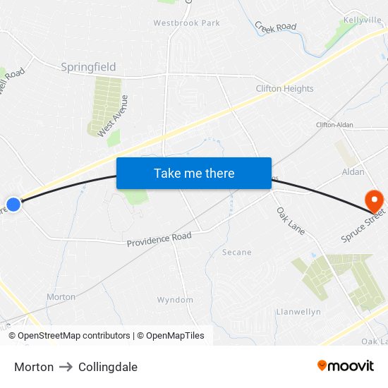 Morton to Collingdale map