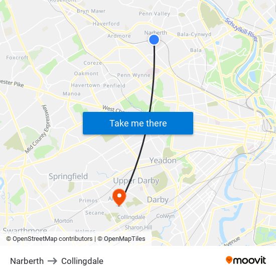 Narberth to Collingdale map