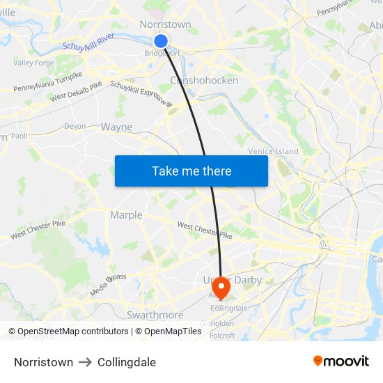 Norristown to Collingdale map