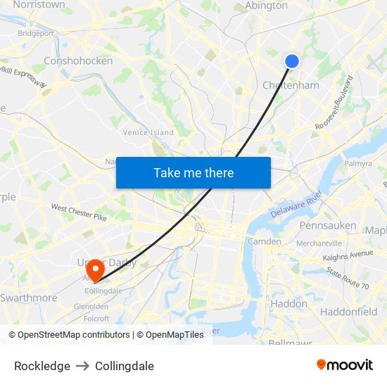 Rockledge to Collingdale map