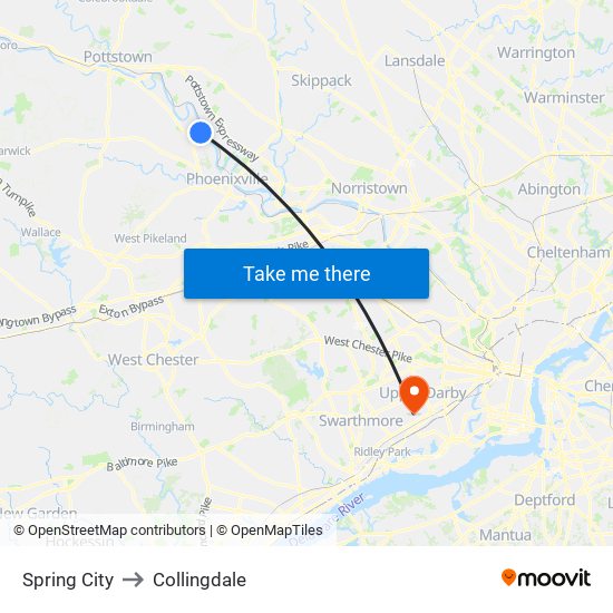 Spring City to Collingdale map