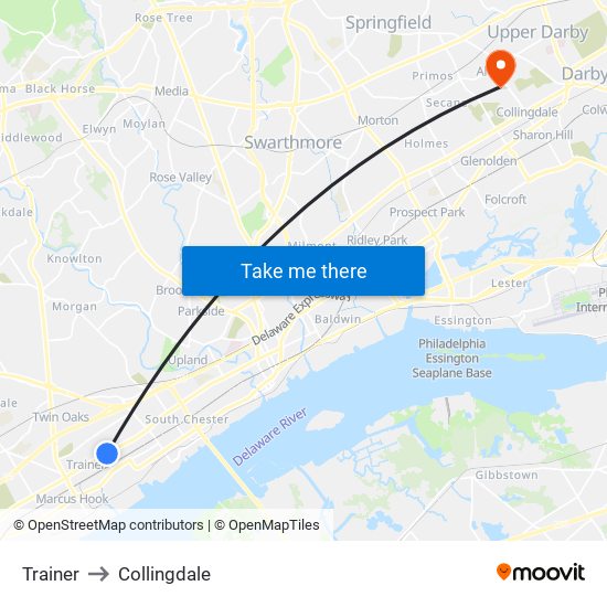 Trainer to Collingdale map