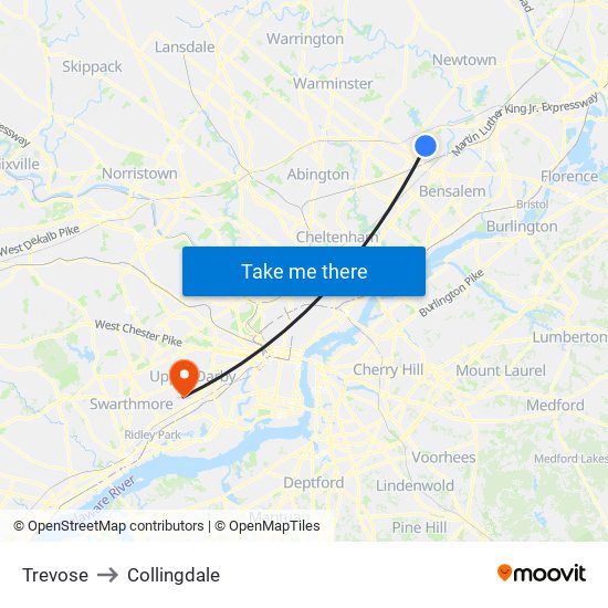 Trevose to Collingdale map