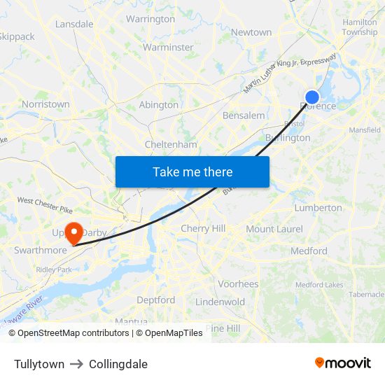 Tullytown to Collingdale map