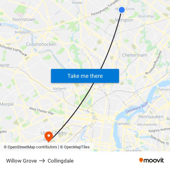 Willow Grove to Collingdale map