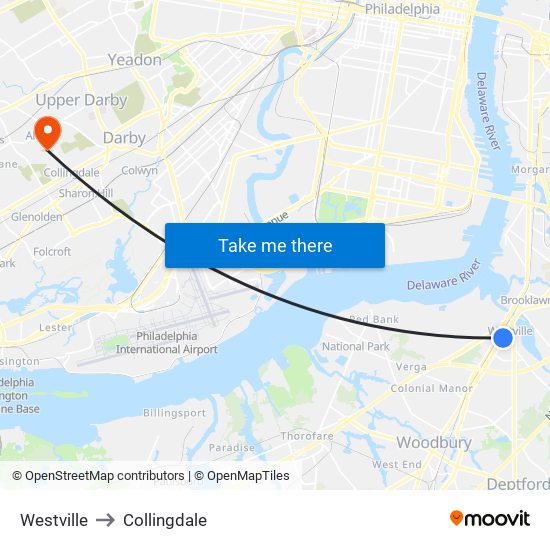 Westville to Collingdale map