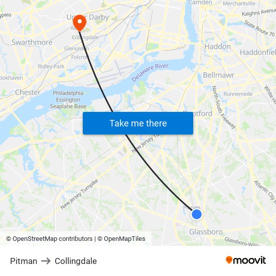 Pitman to Collingdale map