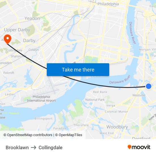 Brooklawn to Collingdale map