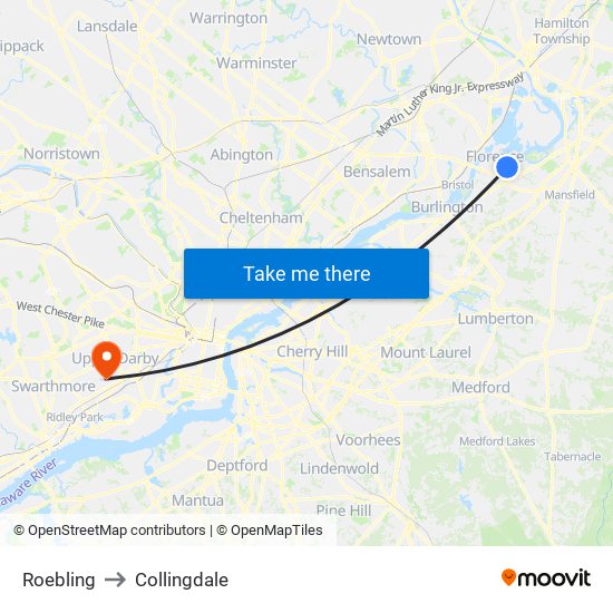Roebling to Collingdale map