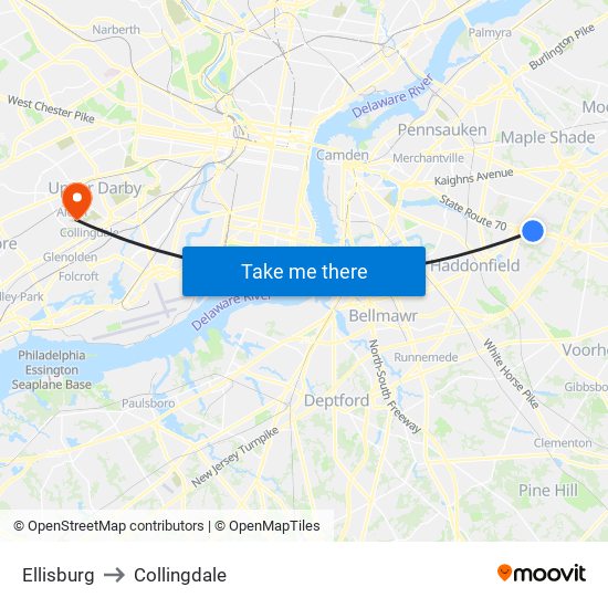 Ellisburg to Collingdale map