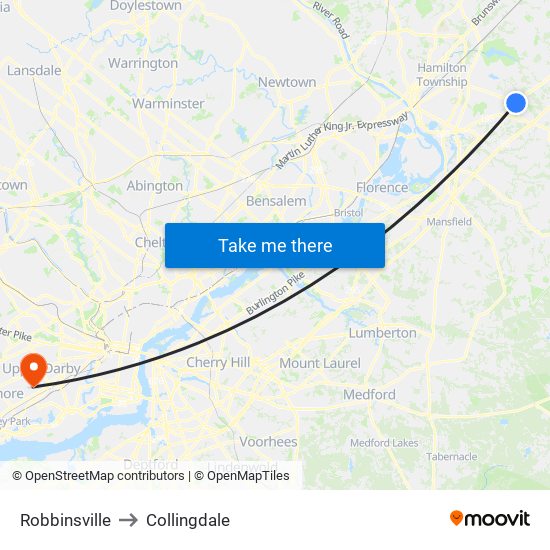 Robbinsville to Collingdale map