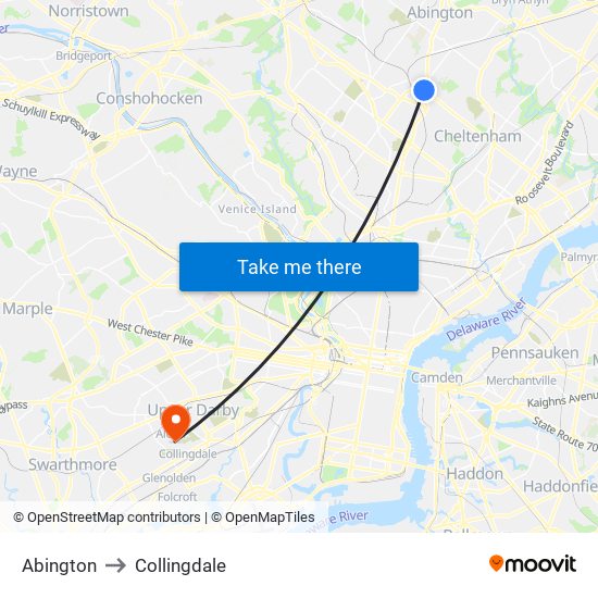 Abington to Collingdale map