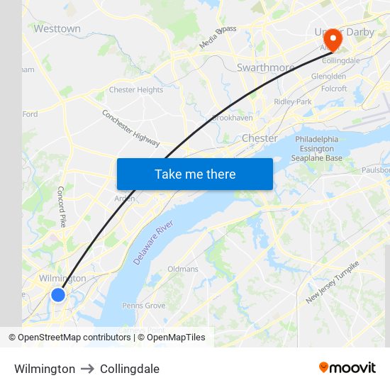 Wilmington to Collingdale map