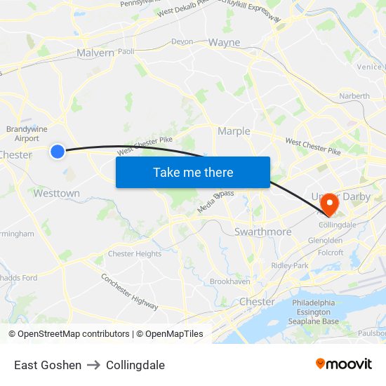 East Goshen to Collingdale map