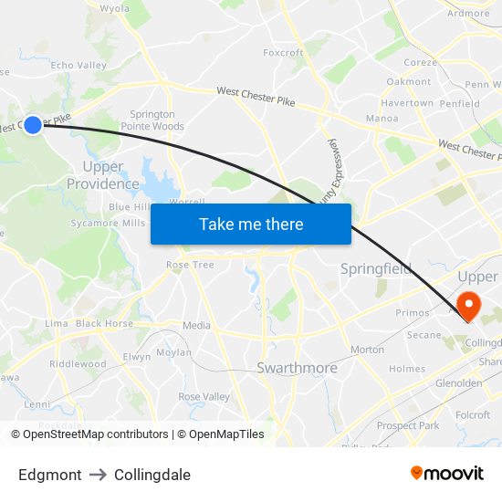 Edgmont to Collingdale map