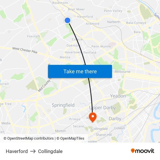 Haverford to Collingdale map
