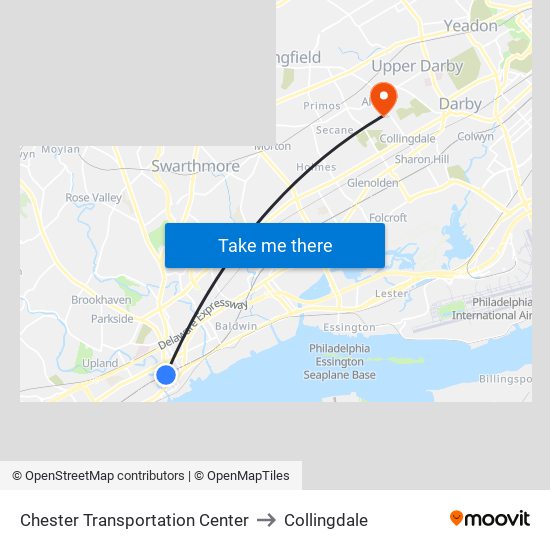 Chester Transportation Center to Collingdale map