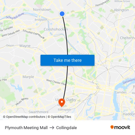 Plymouth Meeting Mall to Collingdale map