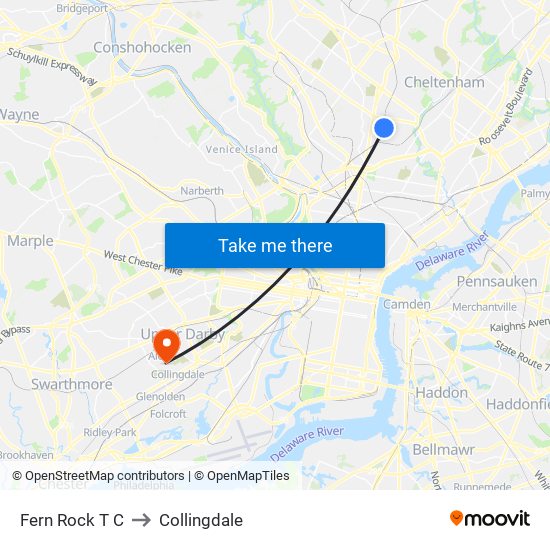 Fern Rock T C to Collingdale map