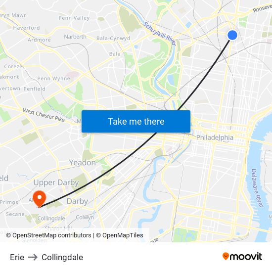 Erie to Collingdale map