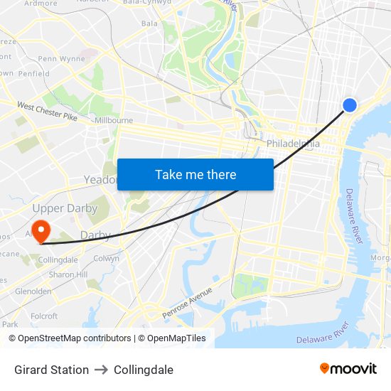 Girard Station to Collingdale map