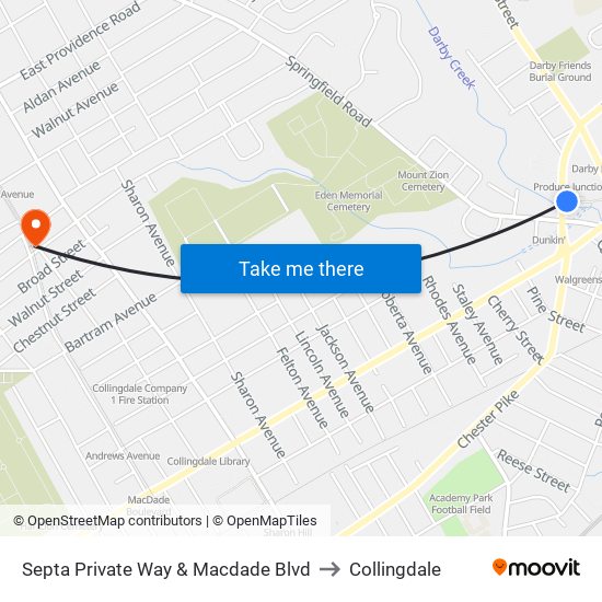 Septa Private Way & Macdade Blvd to Collingdale map