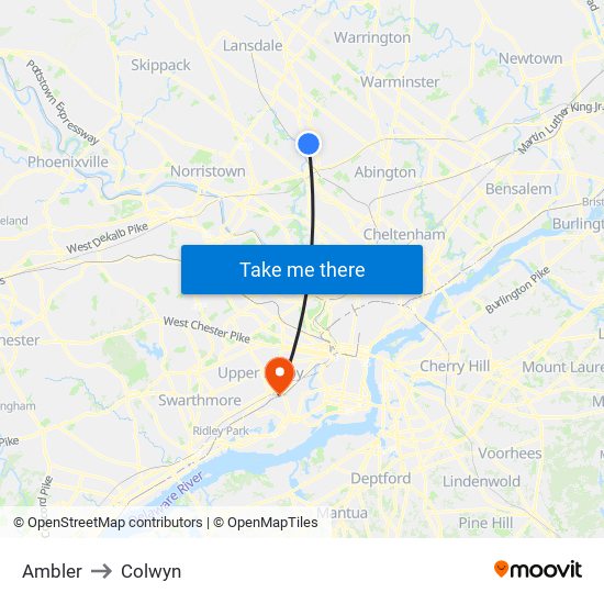 Ambler to Colwyn map