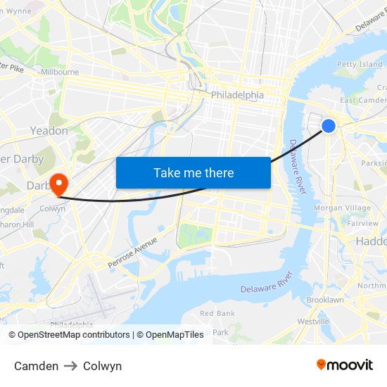 Camden to Colwyn map