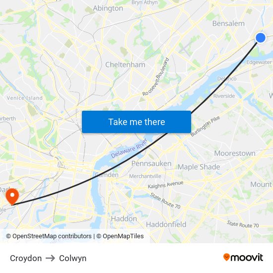 Croydon to Colwyn map