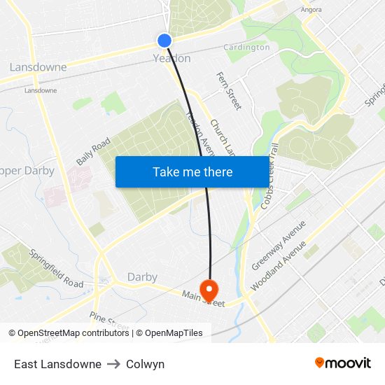 East Lansdowne to Colwyn map