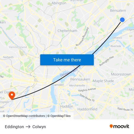 Eddington to Colwyn map