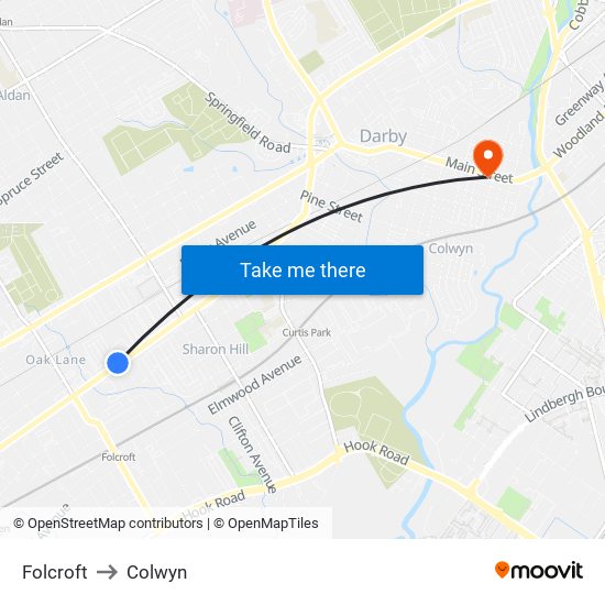 Folcroft to Colwyn map