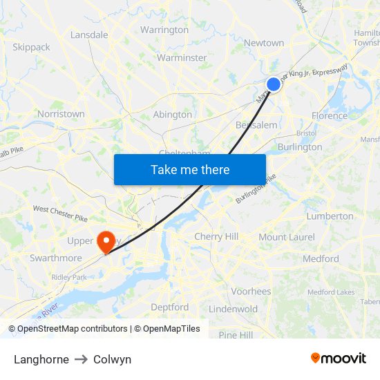 Langhorne to Colwyn map