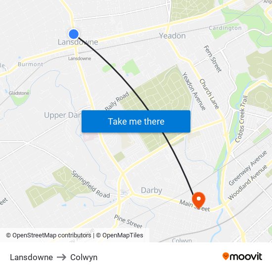 Lansdowne to Colwyn map