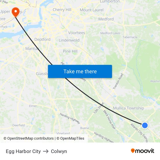 Egg Harbor City to Colwyn map
