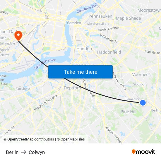 Berlin to Colwyn map