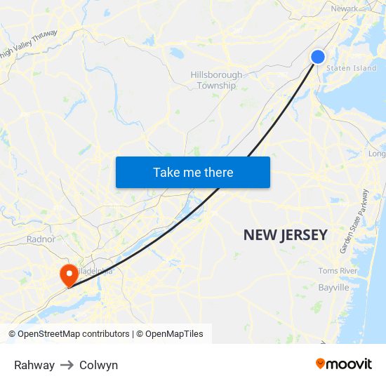 Rahway to Colwyn map