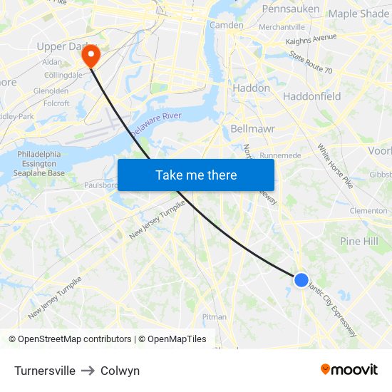 Turnersville to Colwyn map