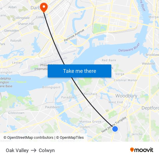 Oak Valley to Colwyn map