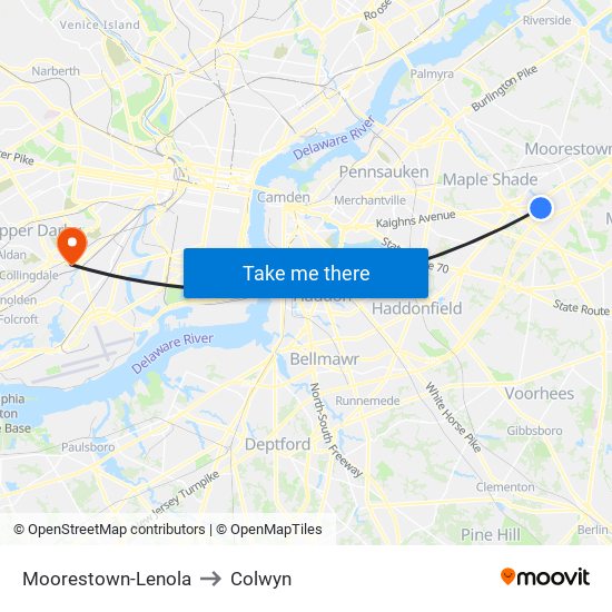 Moorestown-Lenola to Colwyn map