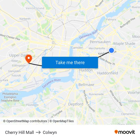 Cherry Hill Mall to Colwyn map