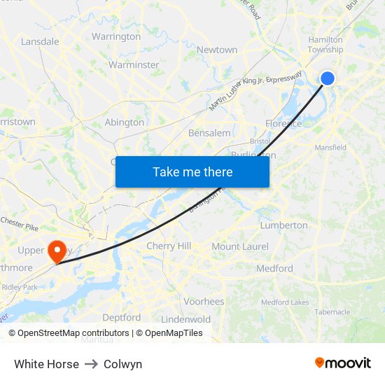 White Horse to Colwyn map