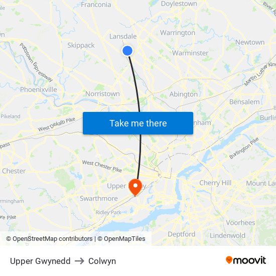 Upper Gwynedd to Colwyn map