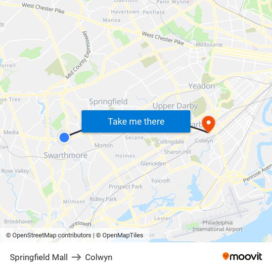 Springfield Mall to Colwyn map