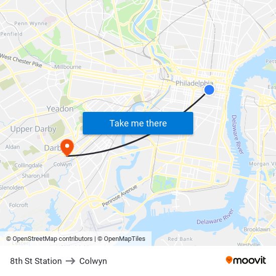 8th St Station to Colwyn map