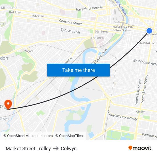 Market Street Trolley to Colwyn map