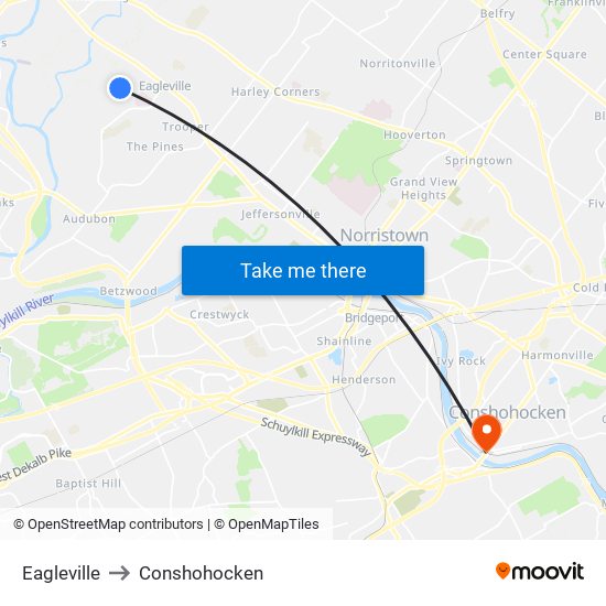 Eagleville to Conshohocken map