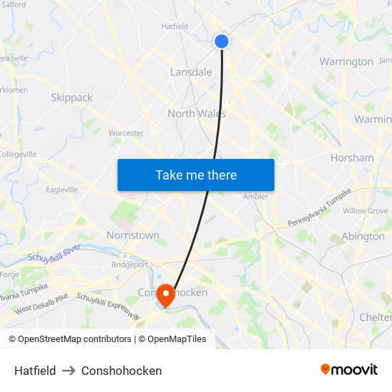 Hatfield to Conshohocken map